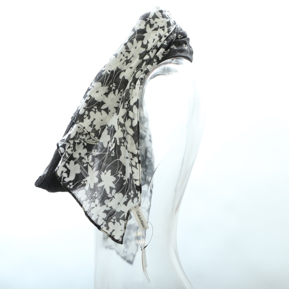 Calvin Klein Womens Scarf OS Floral Shiny - Picture 2 of 4